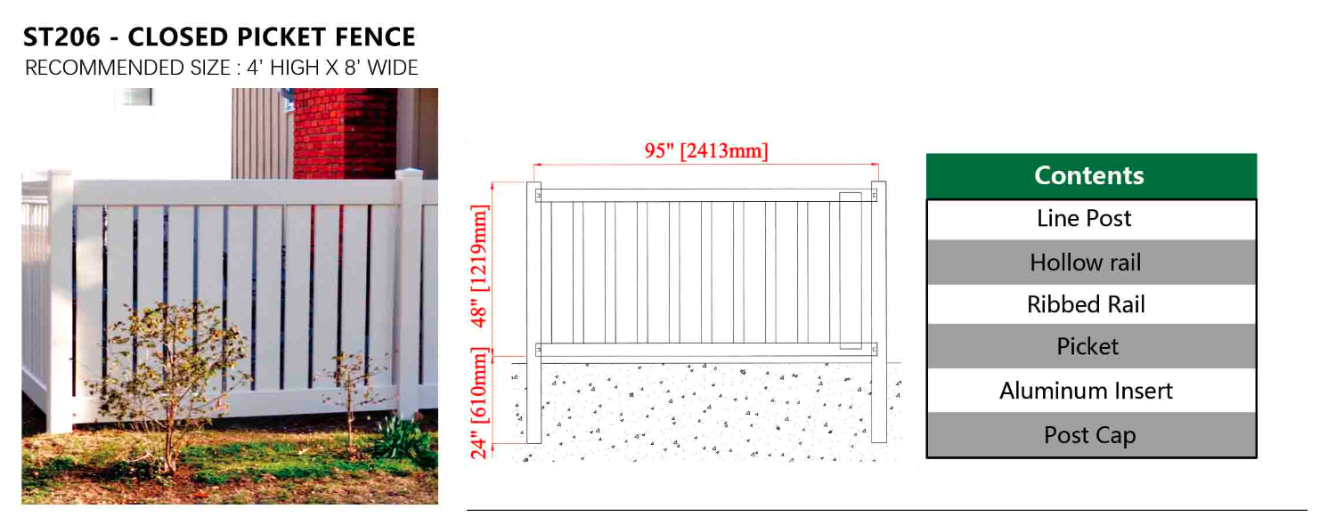 Closed Picket Fence – Eny Fence